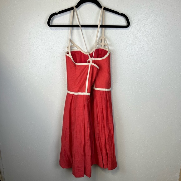 Jessica Simpson Coral Pink Fit and Flare Mini Dress Cross Back Barbiecore 6 - Picture 3 of 4